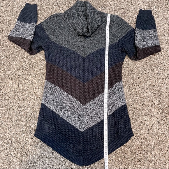 Fortune Ivy Multicolor Chevron Colorblock Long Sleeve Cowl Neck Sweater Sz M - Picture 5 of 7